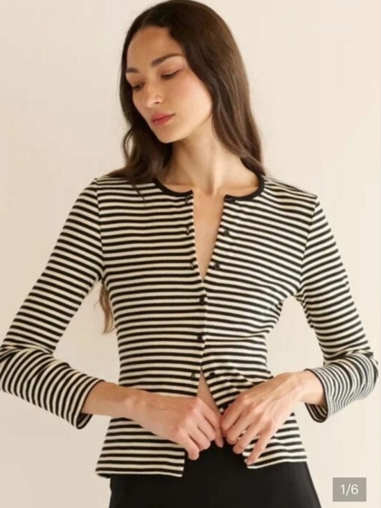 Doen Tops - Doen Amelie Tee Black Nantucket Stripe Size S